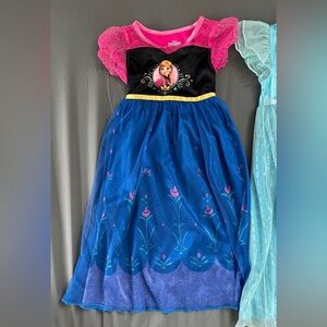 Disney Frozen Pink and Blue Anna Elsa Dress Nightgown Set